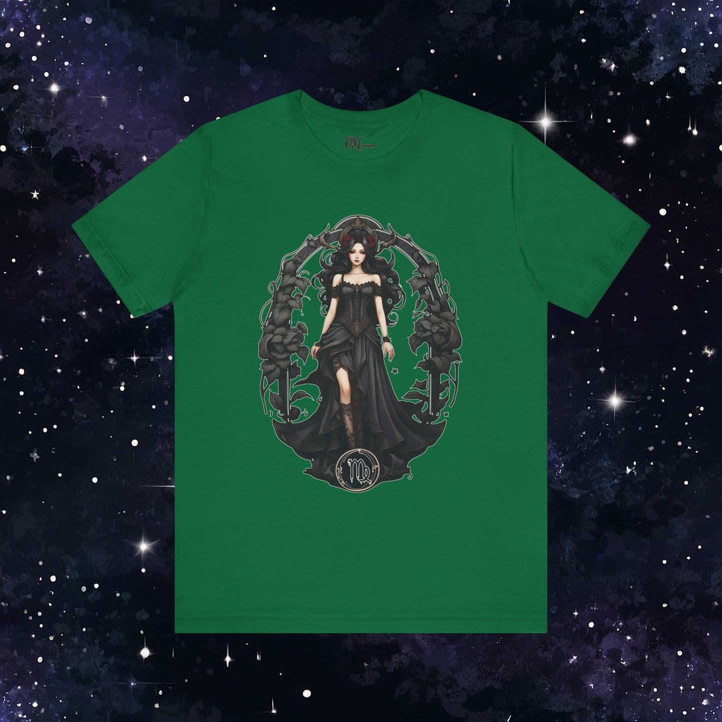 Gothic Virgo Zodiac T-Shirt: Dark Style Graphic Tee (Bella Canvas 3001)