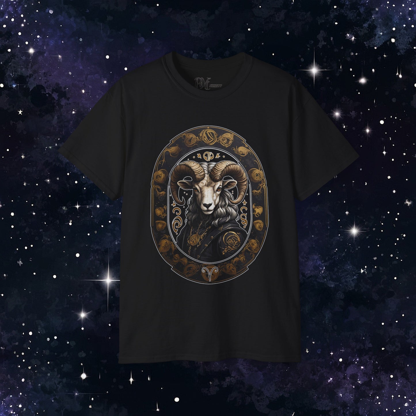 Gothic Aries Zodiac T-Shirt: Dark Style Graphic Tee (Gildan 2000)