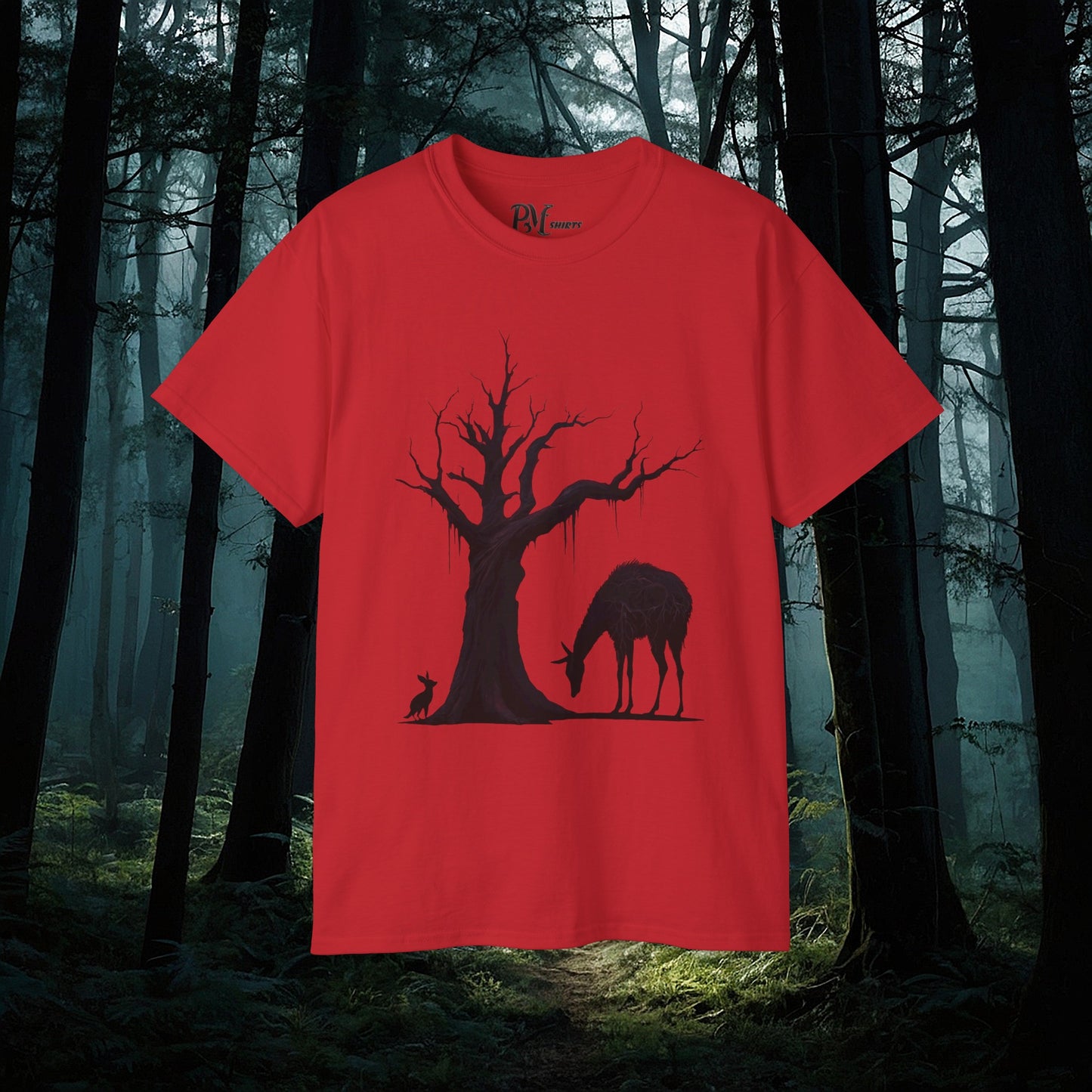 Dead Tree with Forest Critters Tee (Gildan 2000)