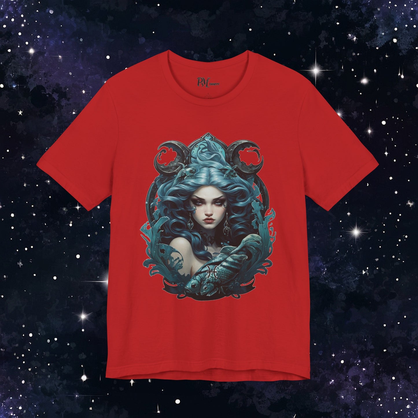 Gothic Pisces Zodiac T-Shirt: Dark Style Graphic Tee (Bella Canvas 3001)