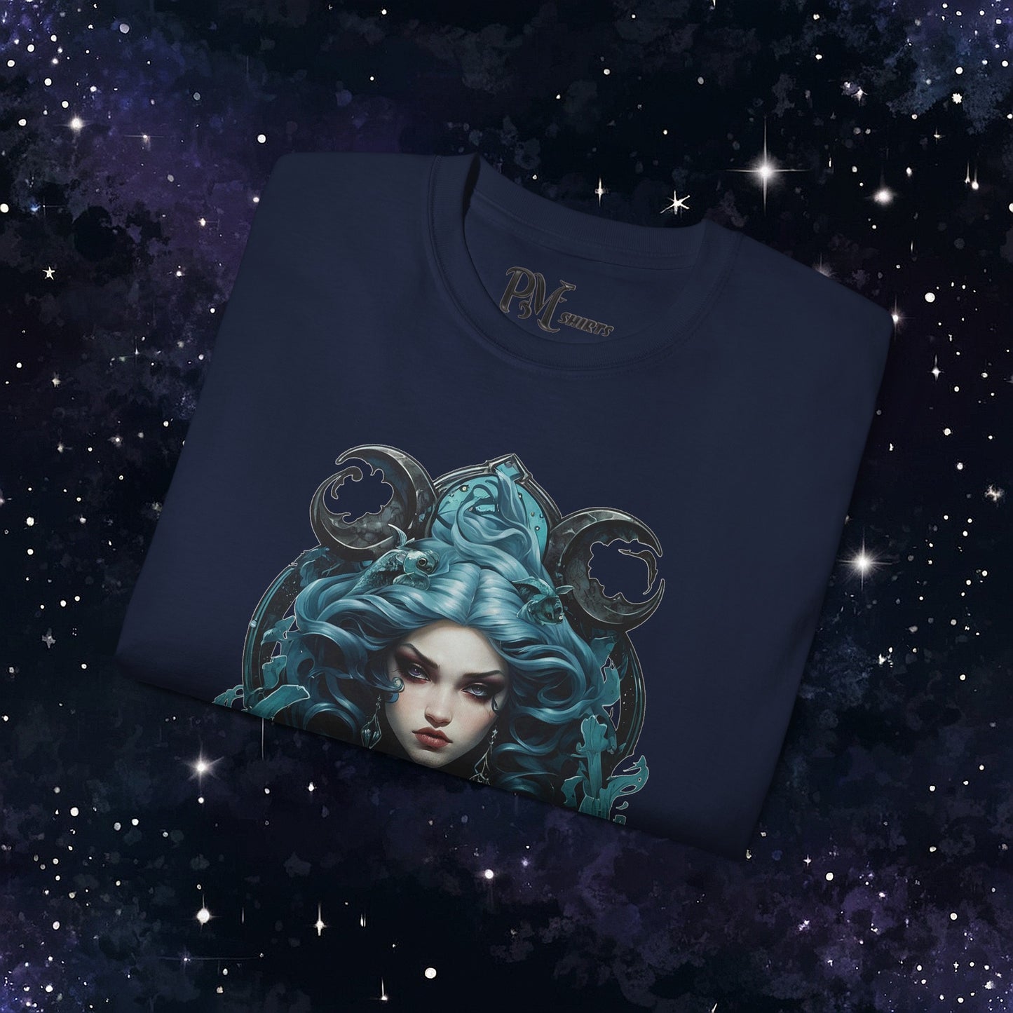 Gothic Pisces Zodiac T-Shirt: Dark Style Graphic Tee (Gildan 2000)