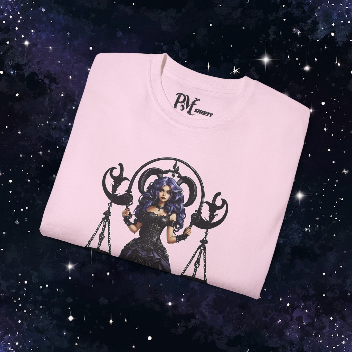 Gothic Libra Zodiac T-Shirt: Dark Style Graphic Tee (Gildan 2000)
