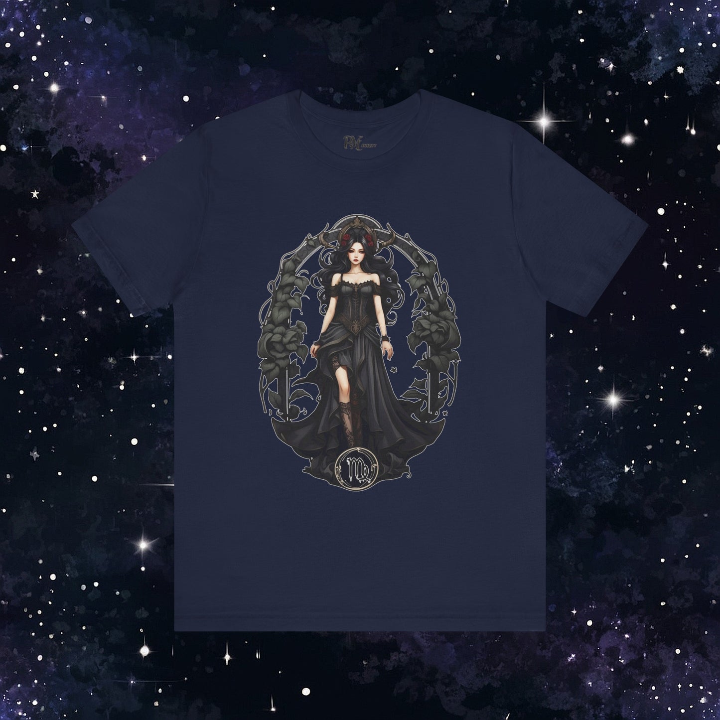 Gothic Virgo Zodiac T-Shirt: Dark Style Graphic Tee (Bella Canvas 3001)