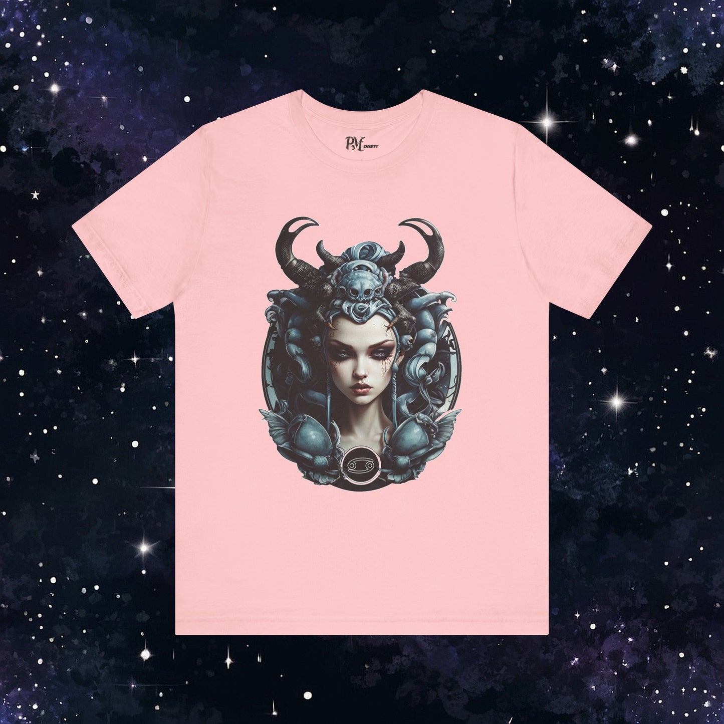 Gothic Cancer Zodiac T-Shirt - Dark Style with Symbol (Bella Canvas 3001)