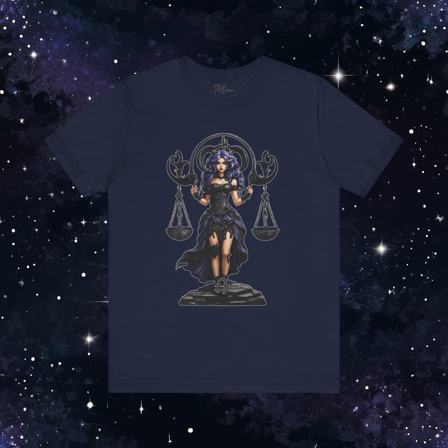 Gothic Libra Zodiac T-Shirt: Dark Style Graphic Tee (Bella Canvas 3001)