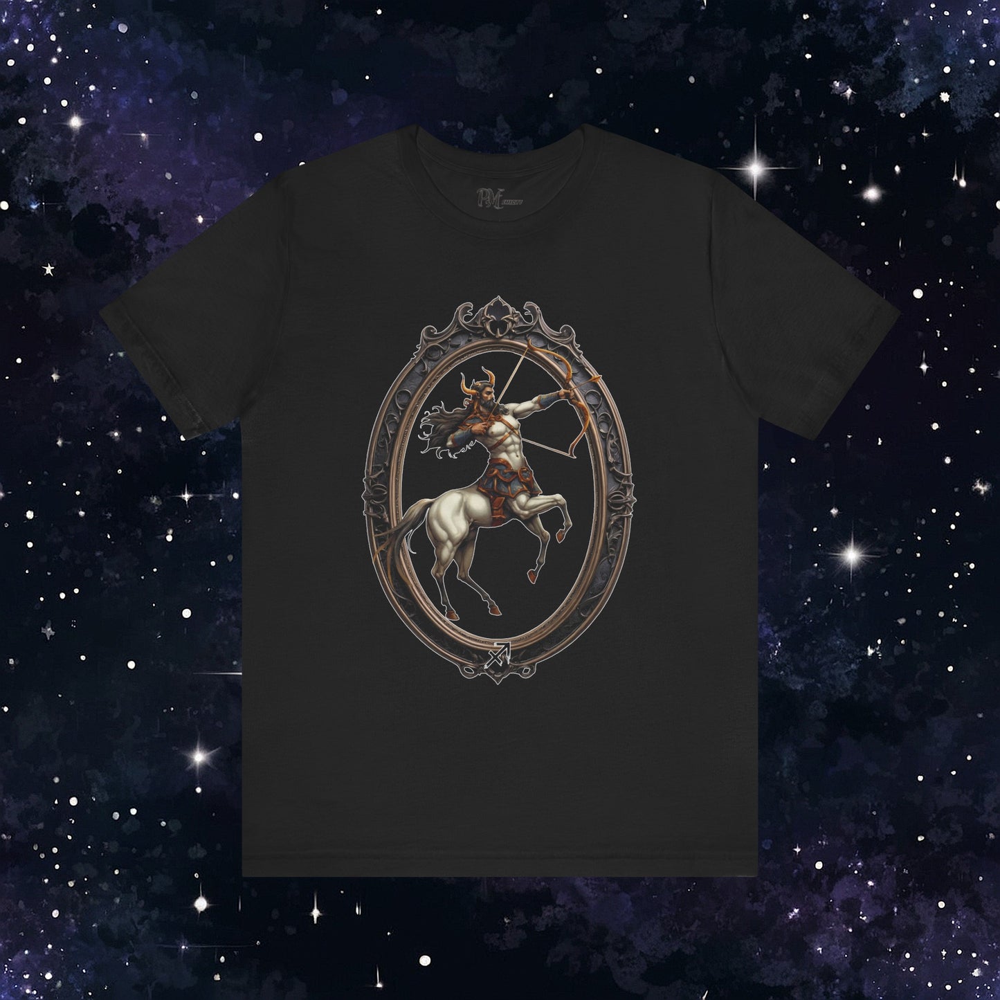 Gothic Sagittarius Zodiac T-Shirt: Dark Style Graphic Tee (Bella Canvas 3001)