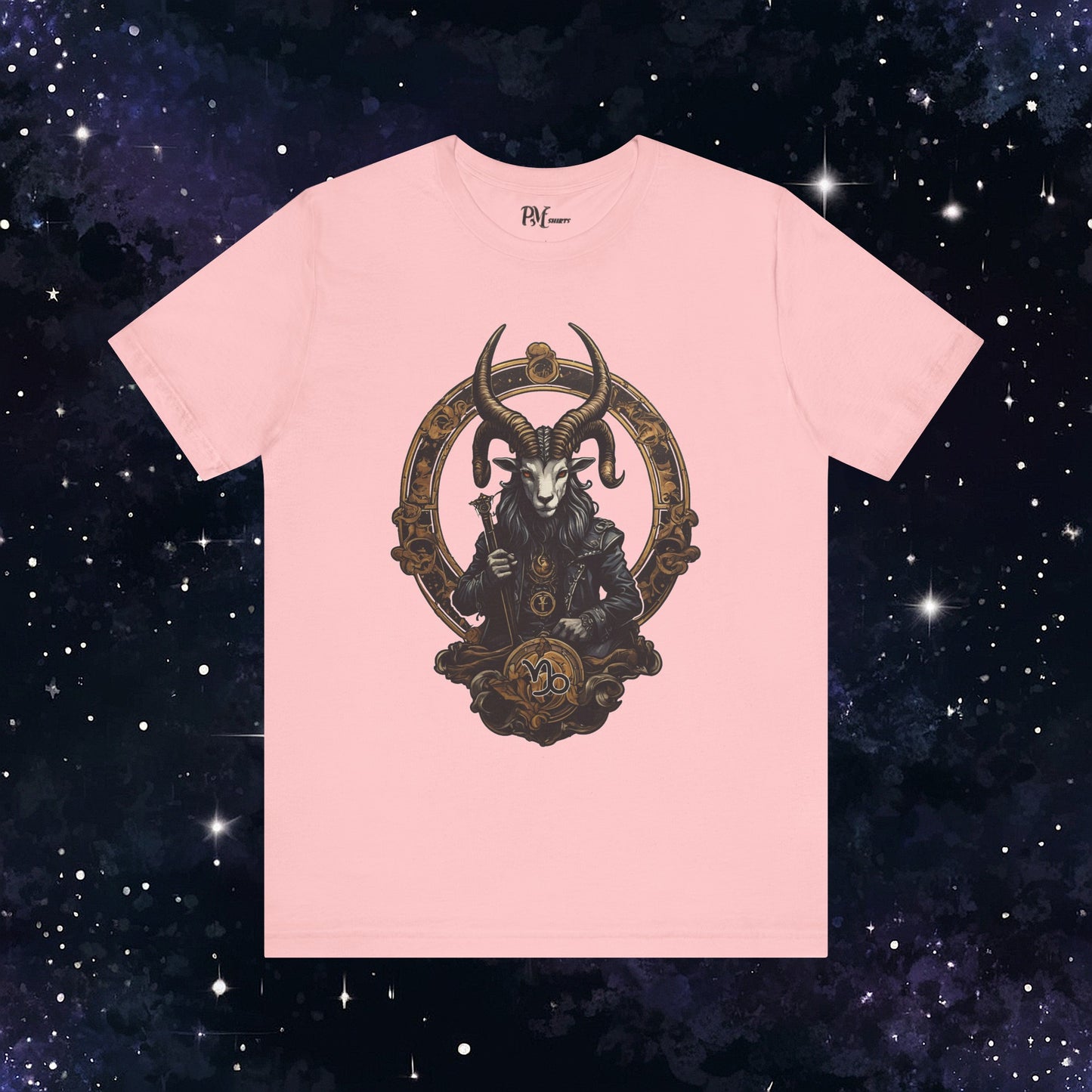Gothic Capricorn Zodiac T-Shirt - Dark Style with Symbol (Bella Canvas 3001)