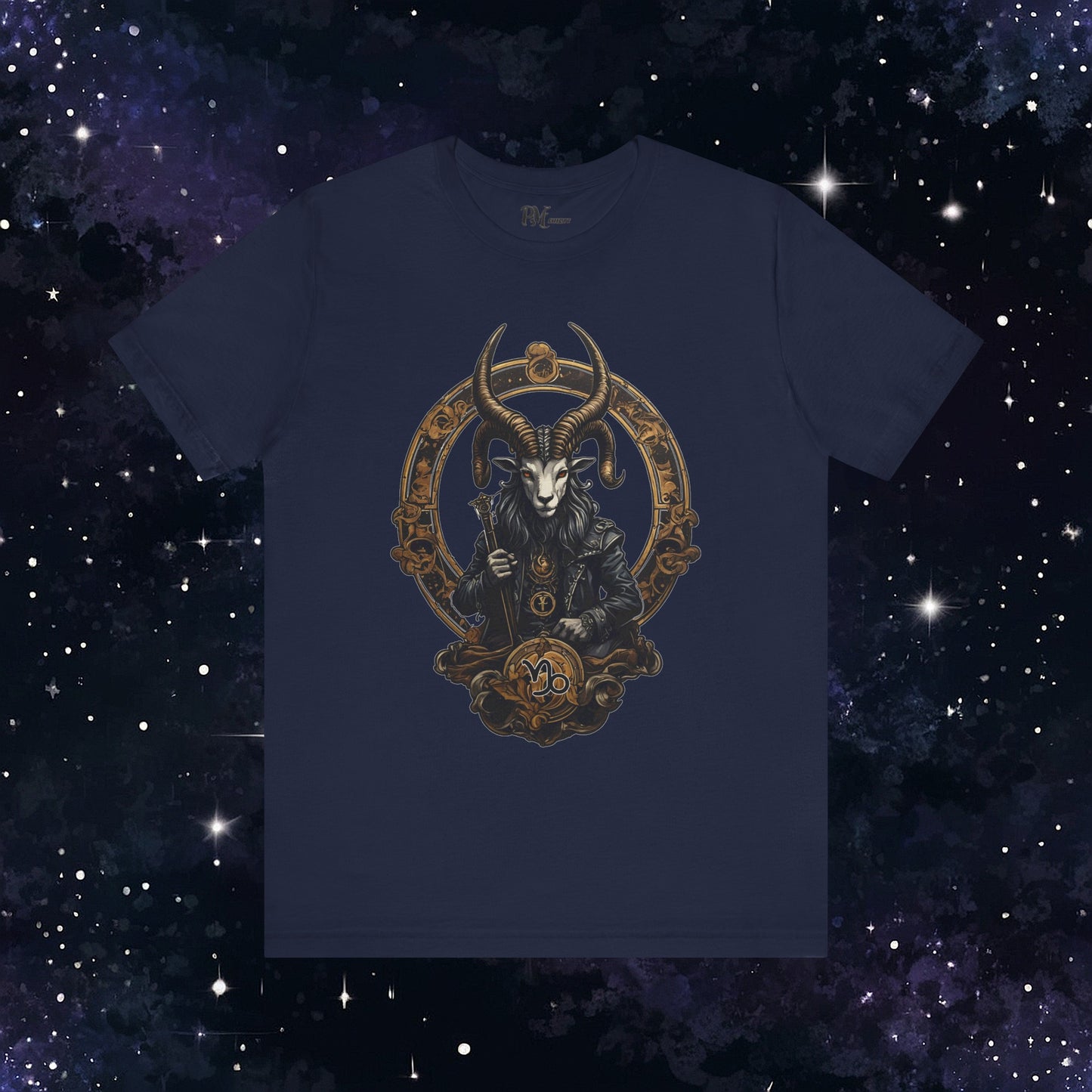 Gothic Capricorn Zodiac T-Shirt - Dark Style with Symbol (Bella Canvas 3001)