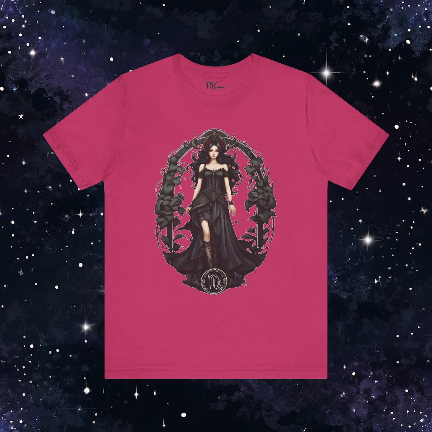 Gothic Virgo Zodiac T-Shirt: Dark Style Graphic Tee (Bella Canvas 3001)