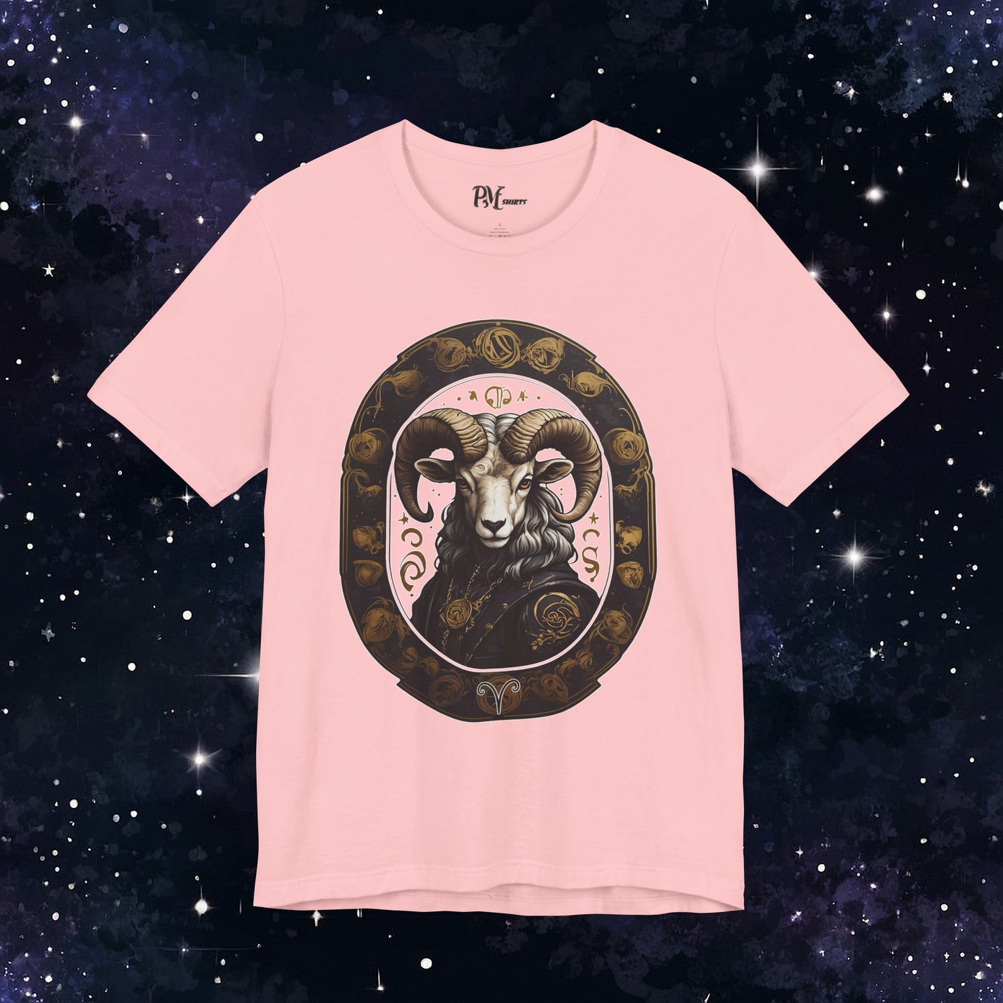 Gothic Aries Zodiac T-Shirt: Dark Style Graphic Tee (Bella Canvas 3001)