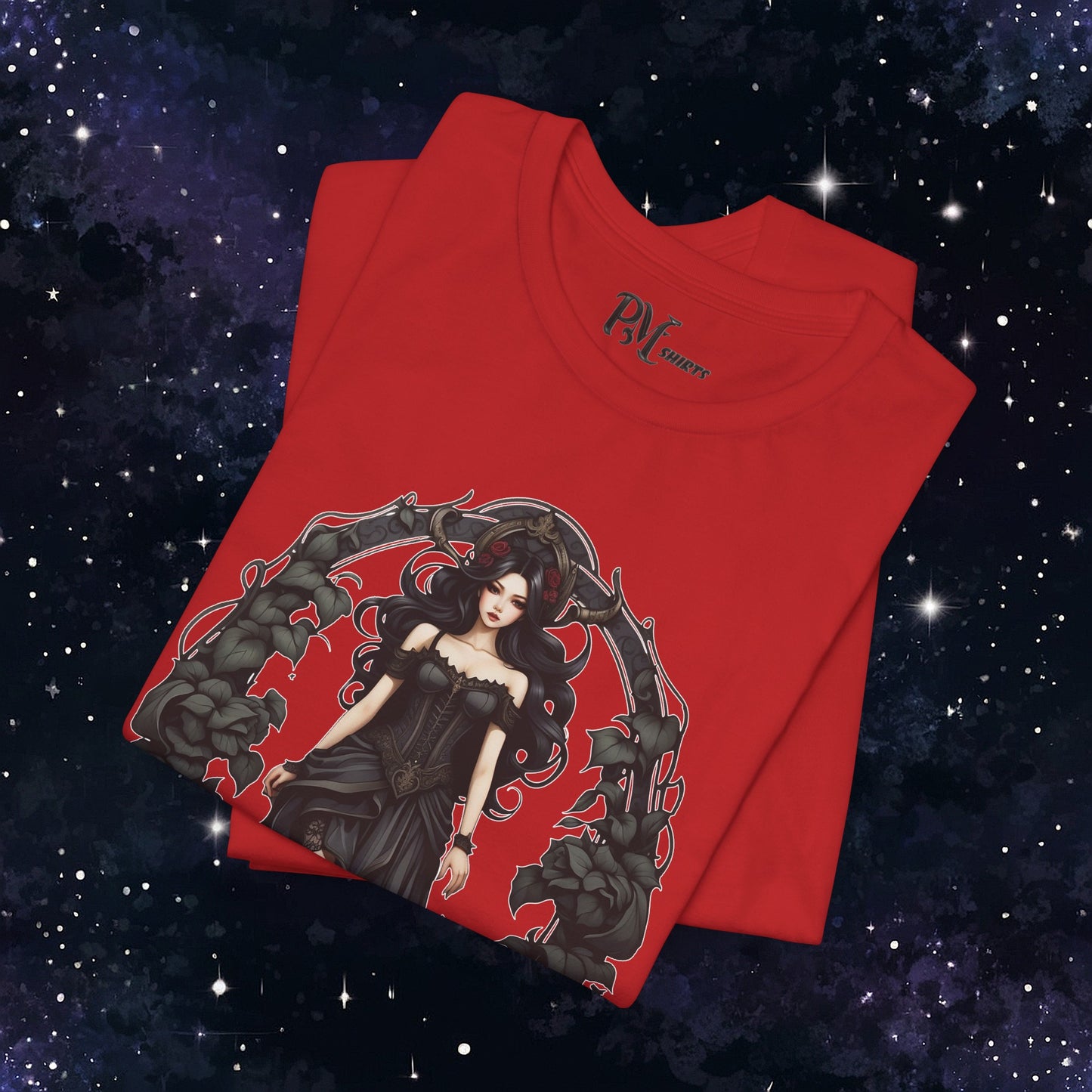 Gothic Virgo Zodiac T-Shirt: Dark Style Graphic Tee (Bella Canvas 3001)