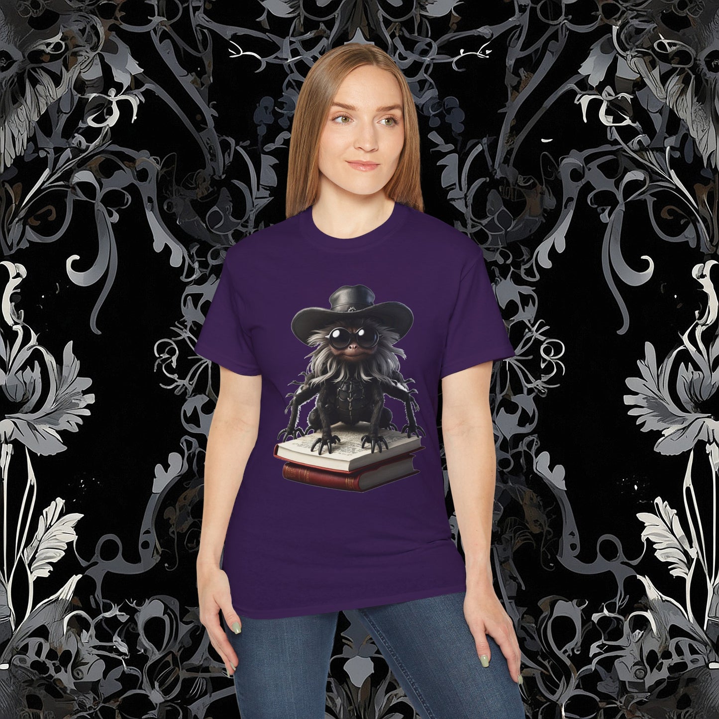 Goth Reading Spider T-Shirt | Dark Fantasy Tee (Gildan 2000)