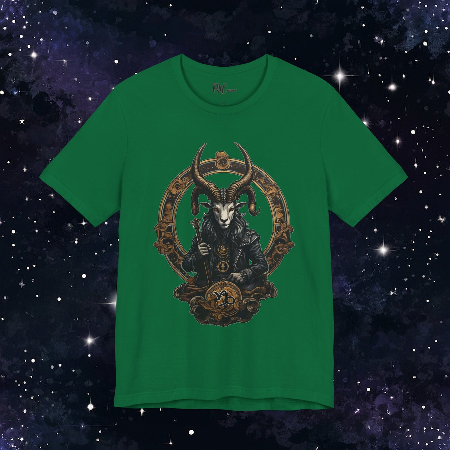 Gothic Capricorn Zodiac T-Shirt - Dark Style with Symbol (Bella Canvas 3001)