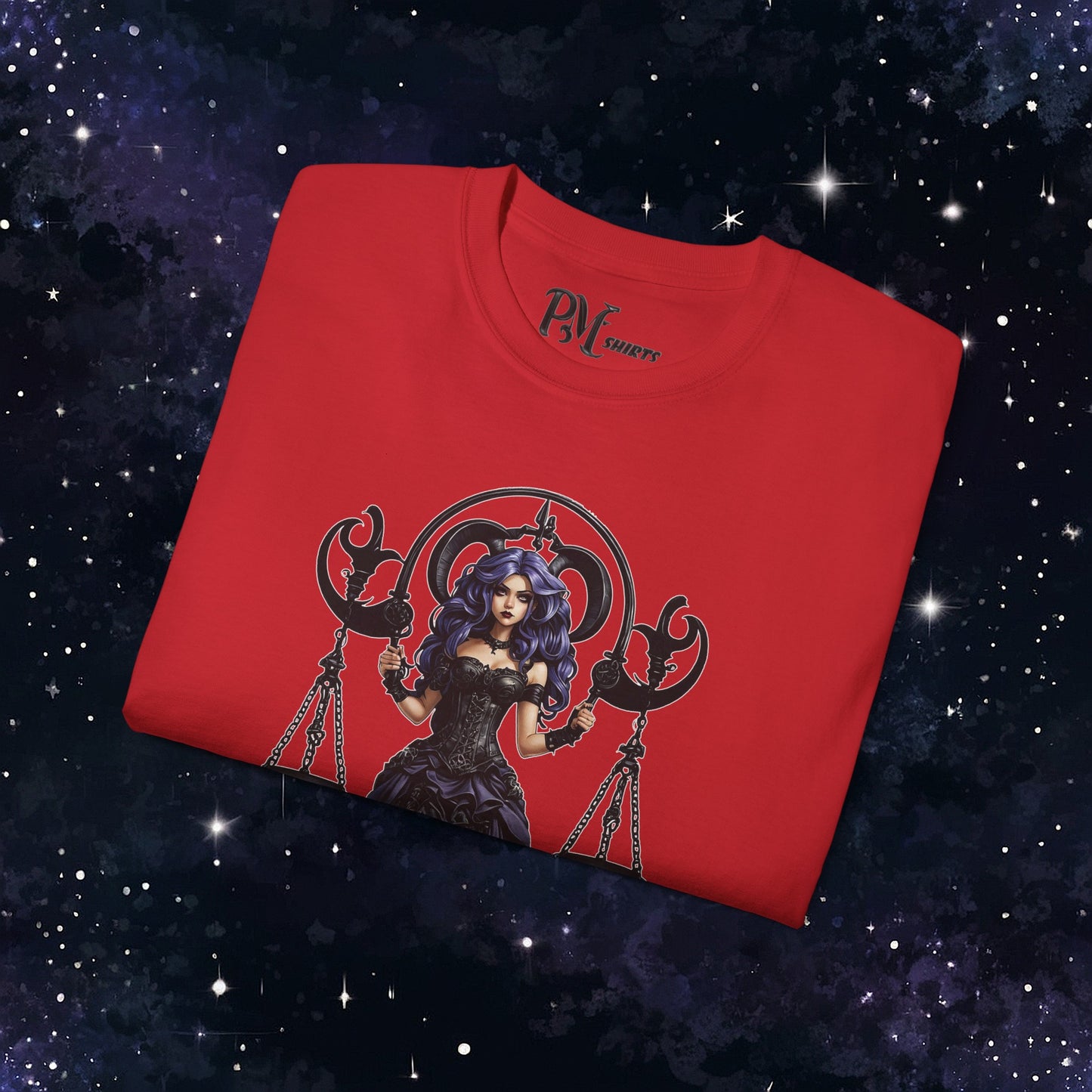 Gothic Libra Zodiac T-Shirt: Dark Style Graphic Tee (Gildan 2000)