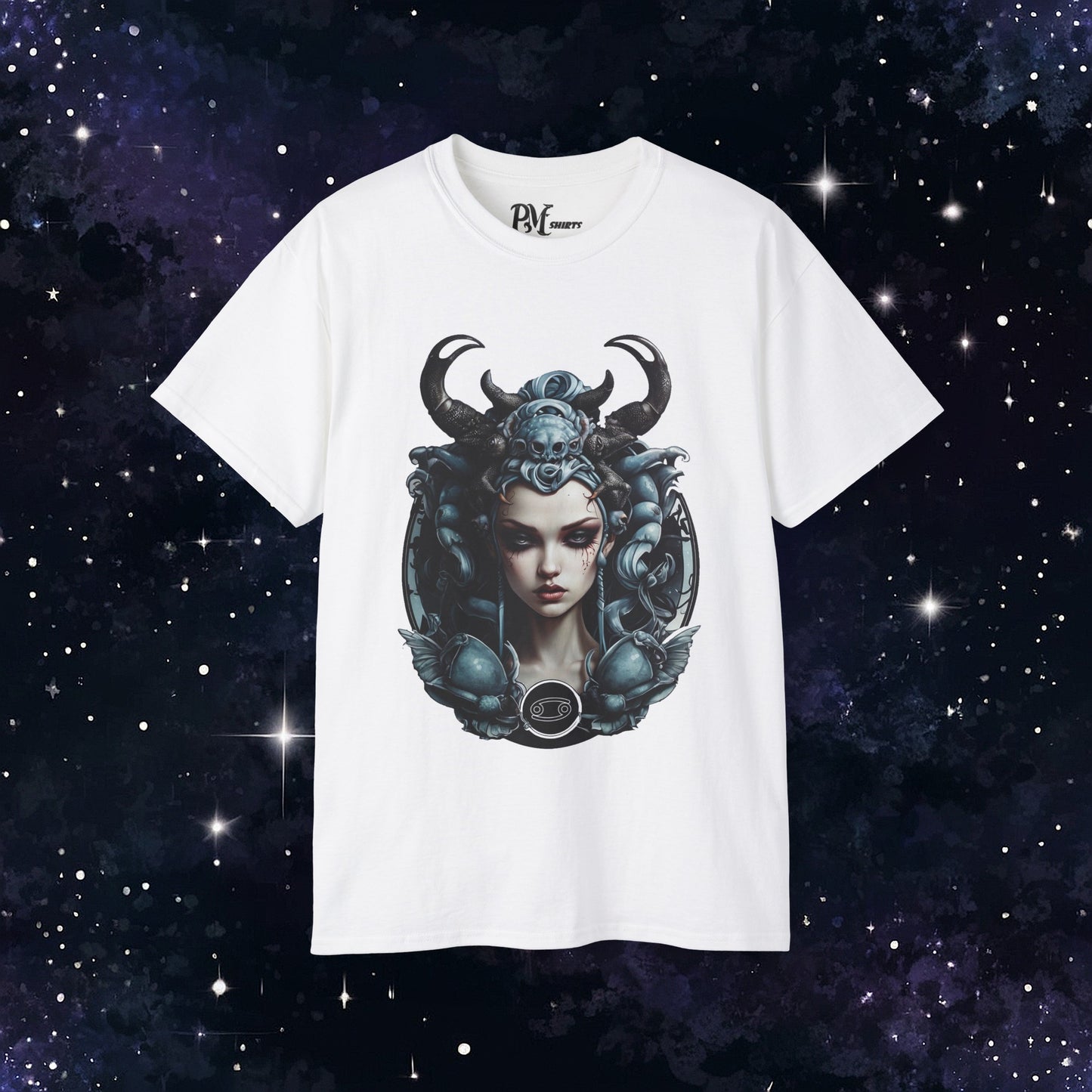 Gothic Cancer Zodiac T-Shirt - Dark Style with Symbol (Gildan 2000)