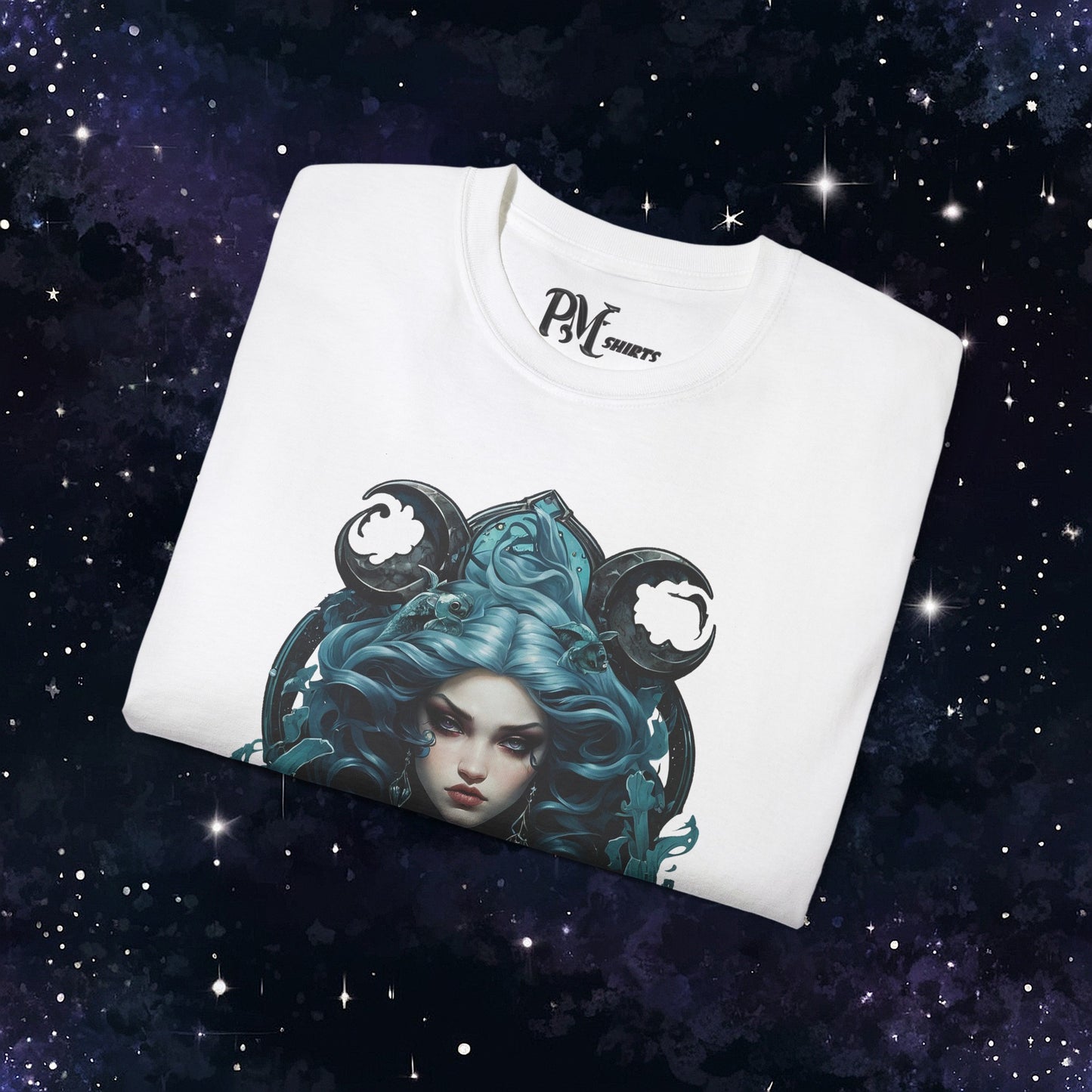 Gothic Pisces Zodiac T-Shirt: Dark Style Graphic Tee (Gildan 2000)