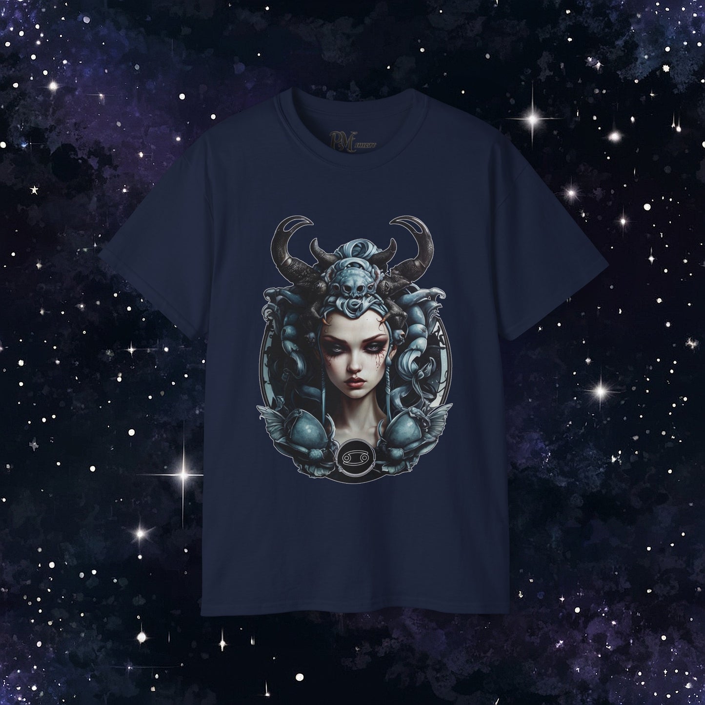 Gothic Cancer Zodiac T-Shirt - Dark Style with Symbol (Gildan 2000)