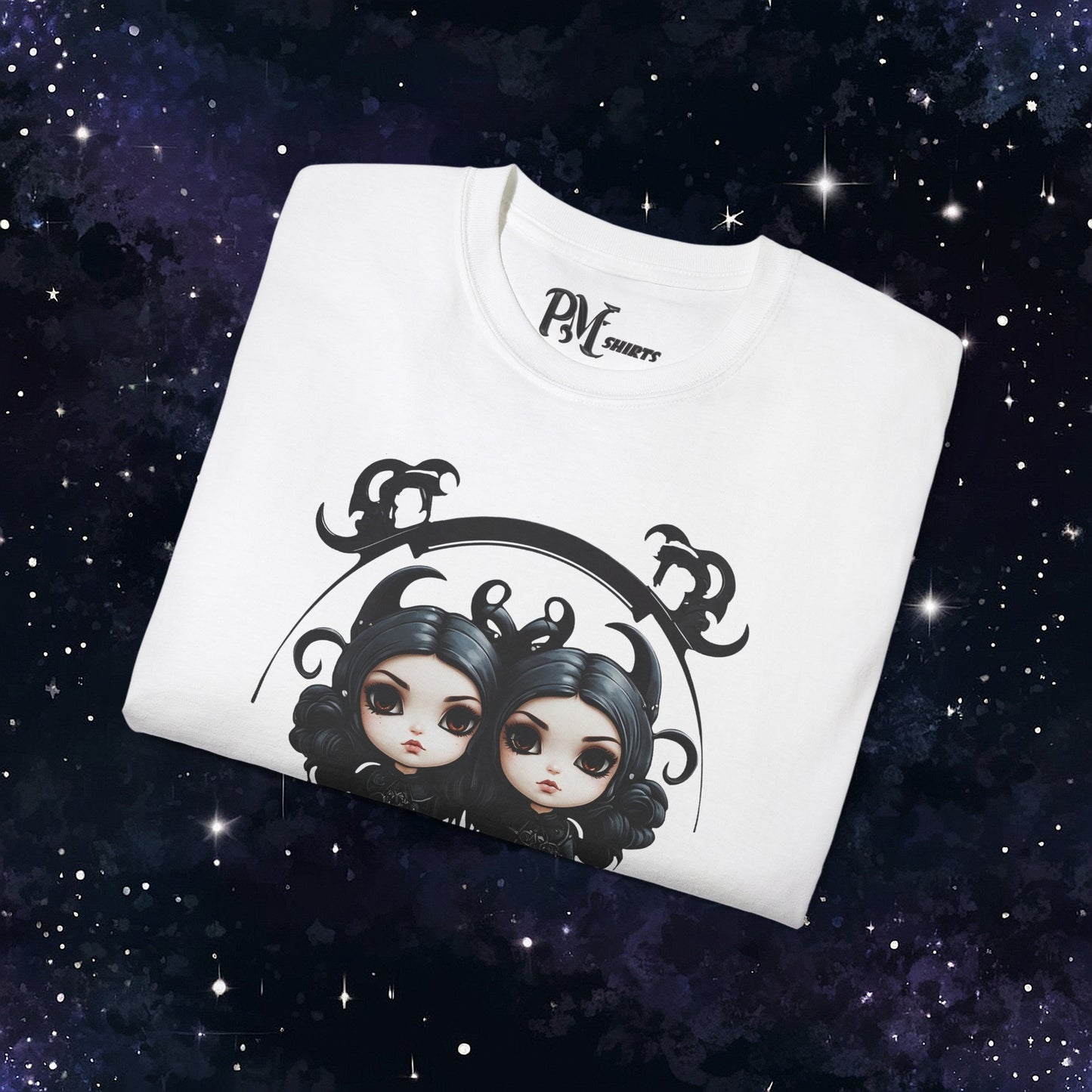 Gothic Gemini Zodiac T-Shirt: Dark Style Graphic Tee (Gildan 2000)