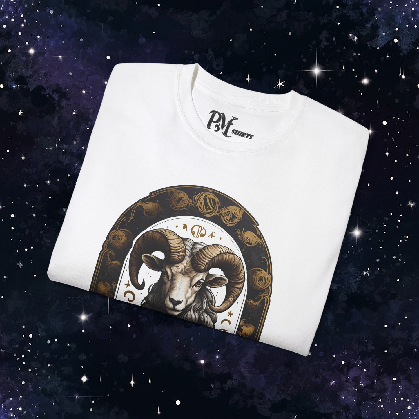 Gothic Aries Zodiac T-Shirt: Dark Style Graphic Tee (Gildan 2000)