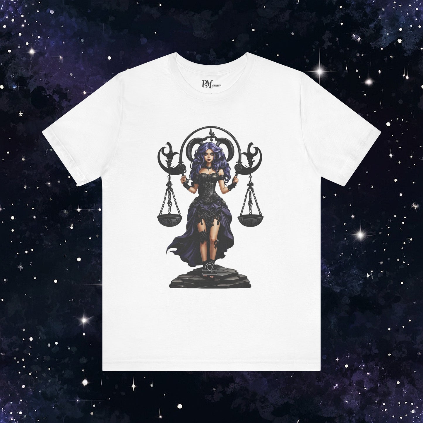 Gothic Libra Zodiac T-Shirt: Dark Style Graphic Tee (Bella Canvas 3001)