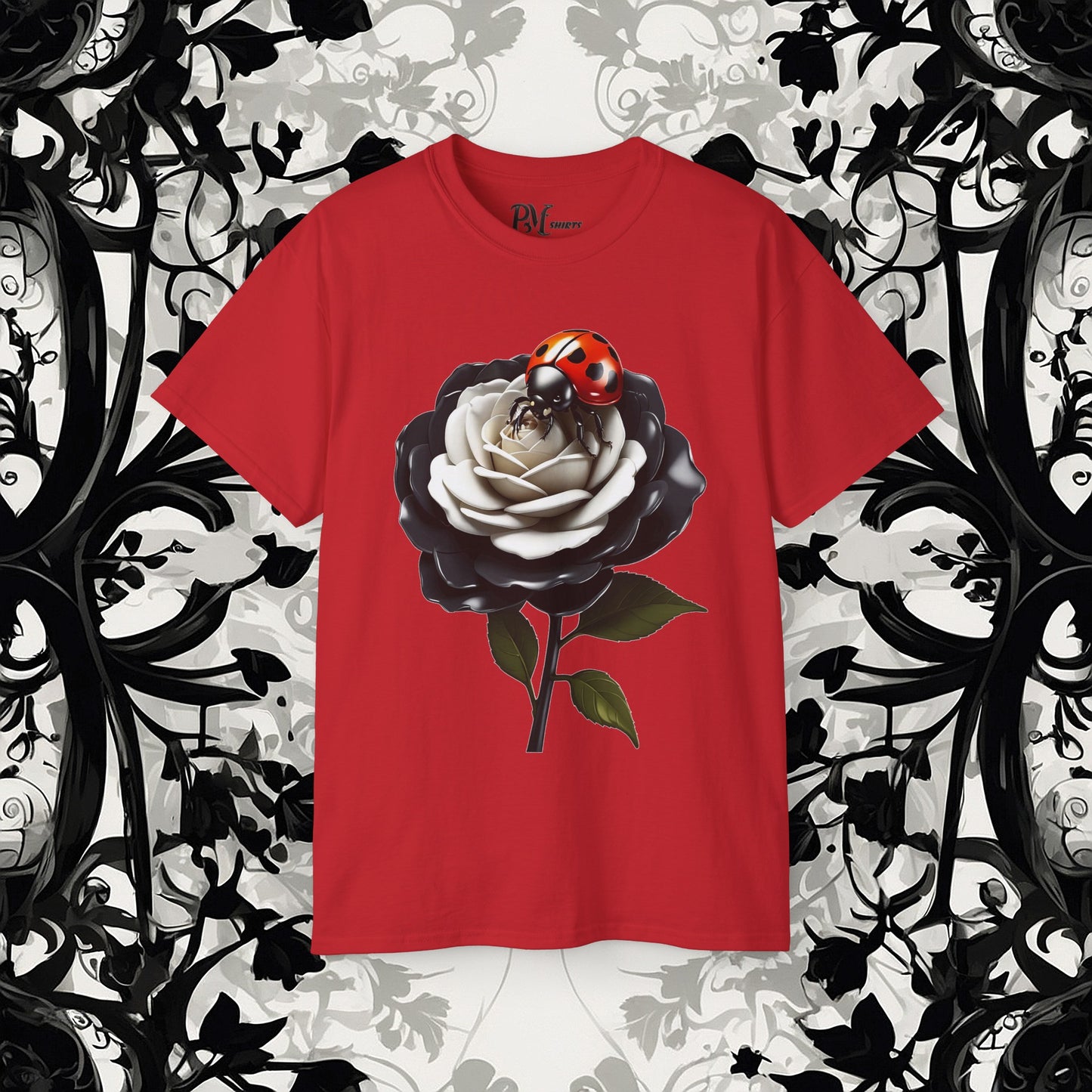 Ladybug on a Rose Tee (Gildan 2000)