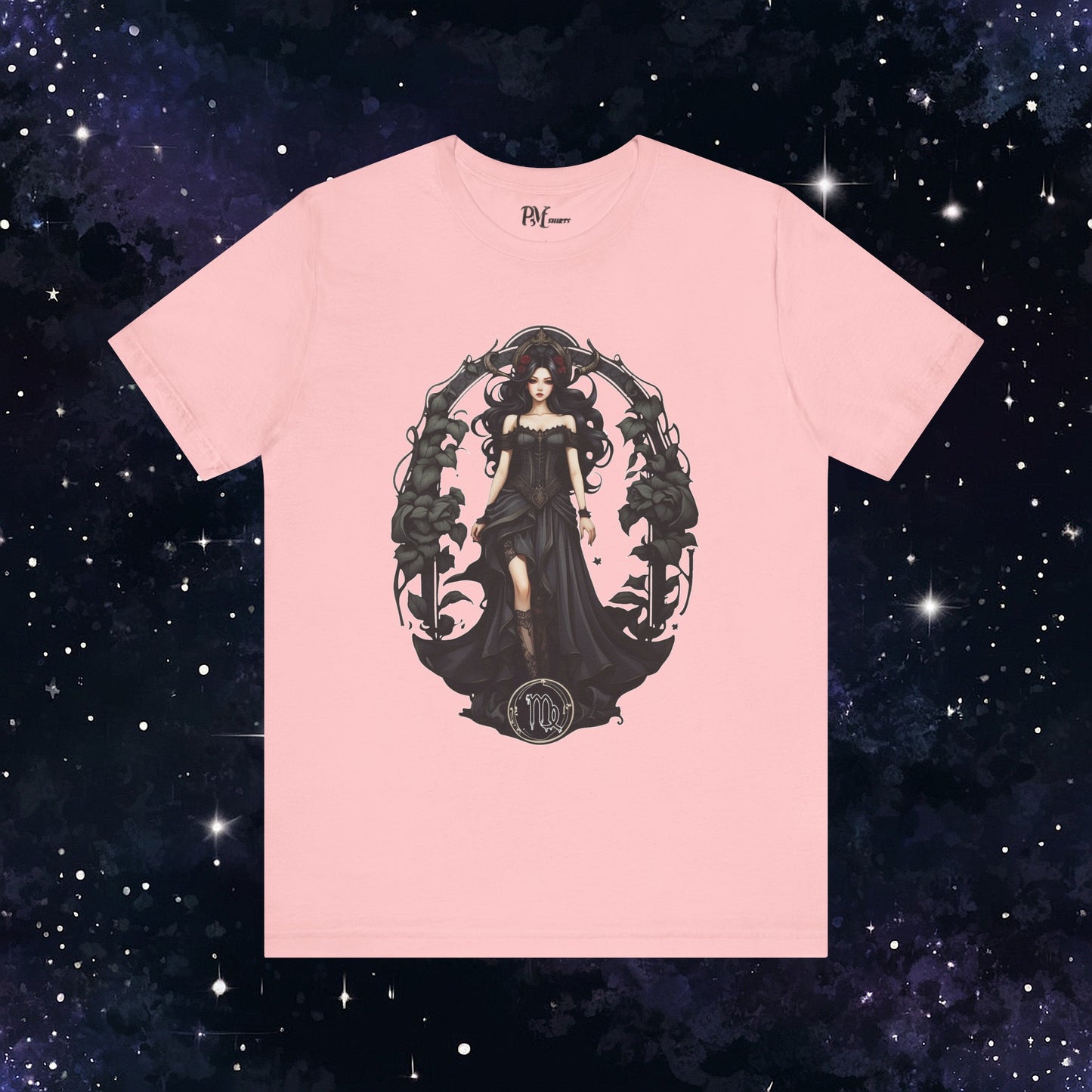 Gothic Virgo Zodiac T-Shirt: Dark Style Graphic Tee (Bella Canvas 3001)
