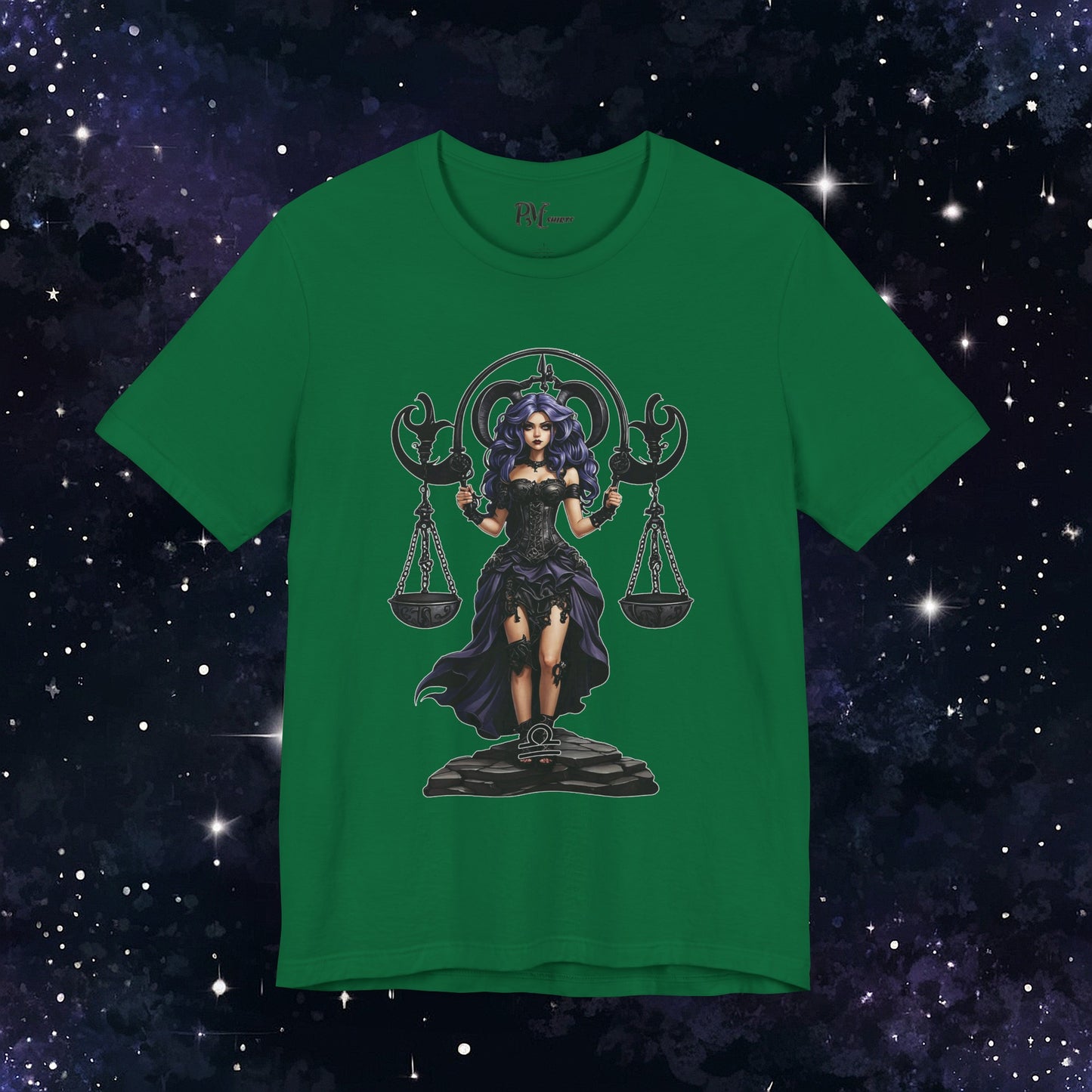 Gothic Libra Zodiac T-Shirt: Dark Style Graphic Tee (Bella Canvas 3001)
