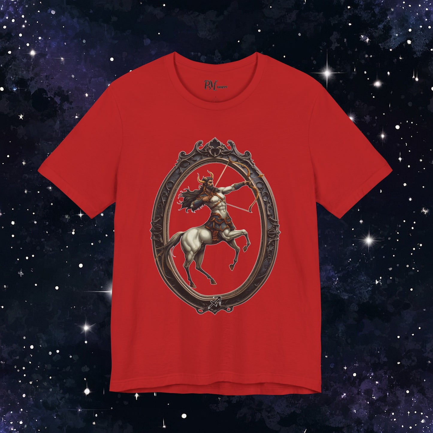 Gothic Sagittarius Zodiac T-Shirt: Dark Style Graphic Tee (Bella Canvas 3001)