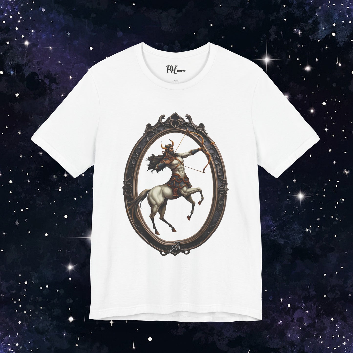 Gothic Sagittarius Zodiac T-Shirt: Dark Style Graphic Tee (Bella Canvas 3001)