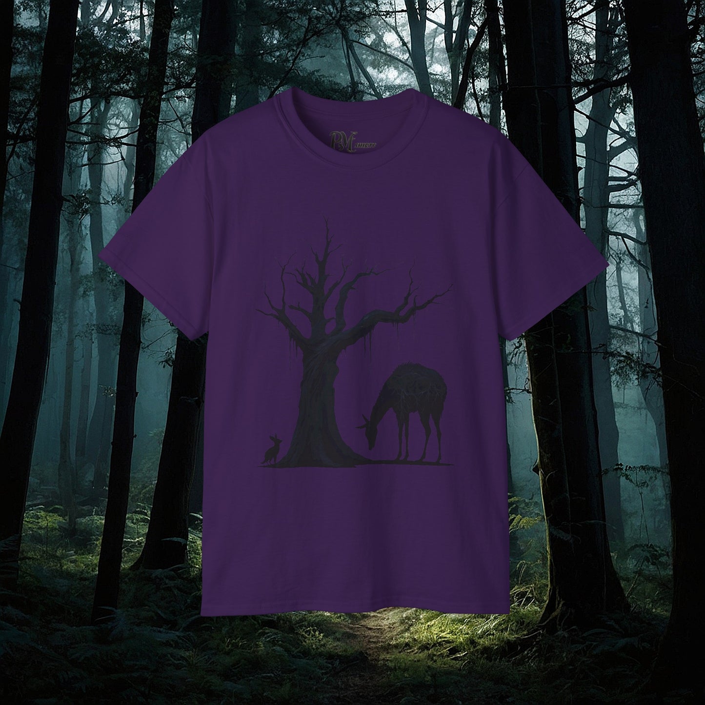 Dead Tree with Forest Critters Tee (Gildan 2000)