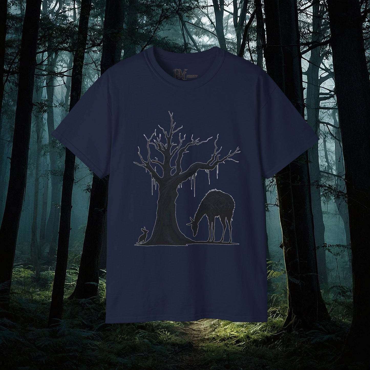 Dead Tree with Forest Critters Tee (Gildan 2000)