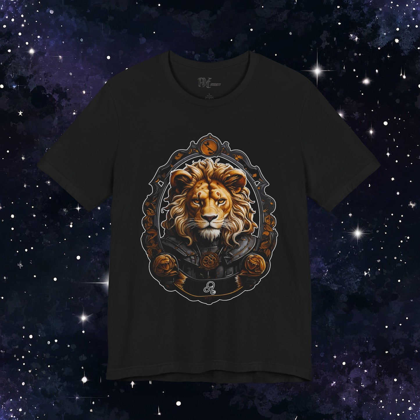 Gothic Leo Zodiac T-Shirt: Dark Style Graphic Tee (Bella Canvas 3001)