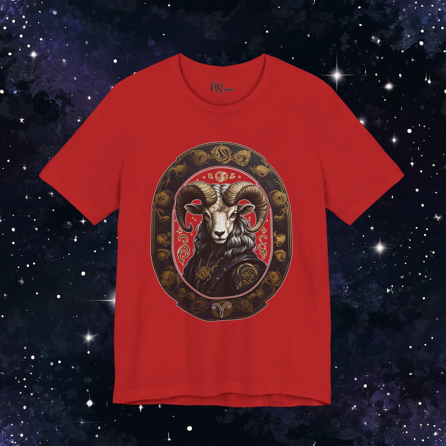 Gothic Aries Zodiac T-Shirt: Dark Style Graphic Tee (Bella Canvas 3001)