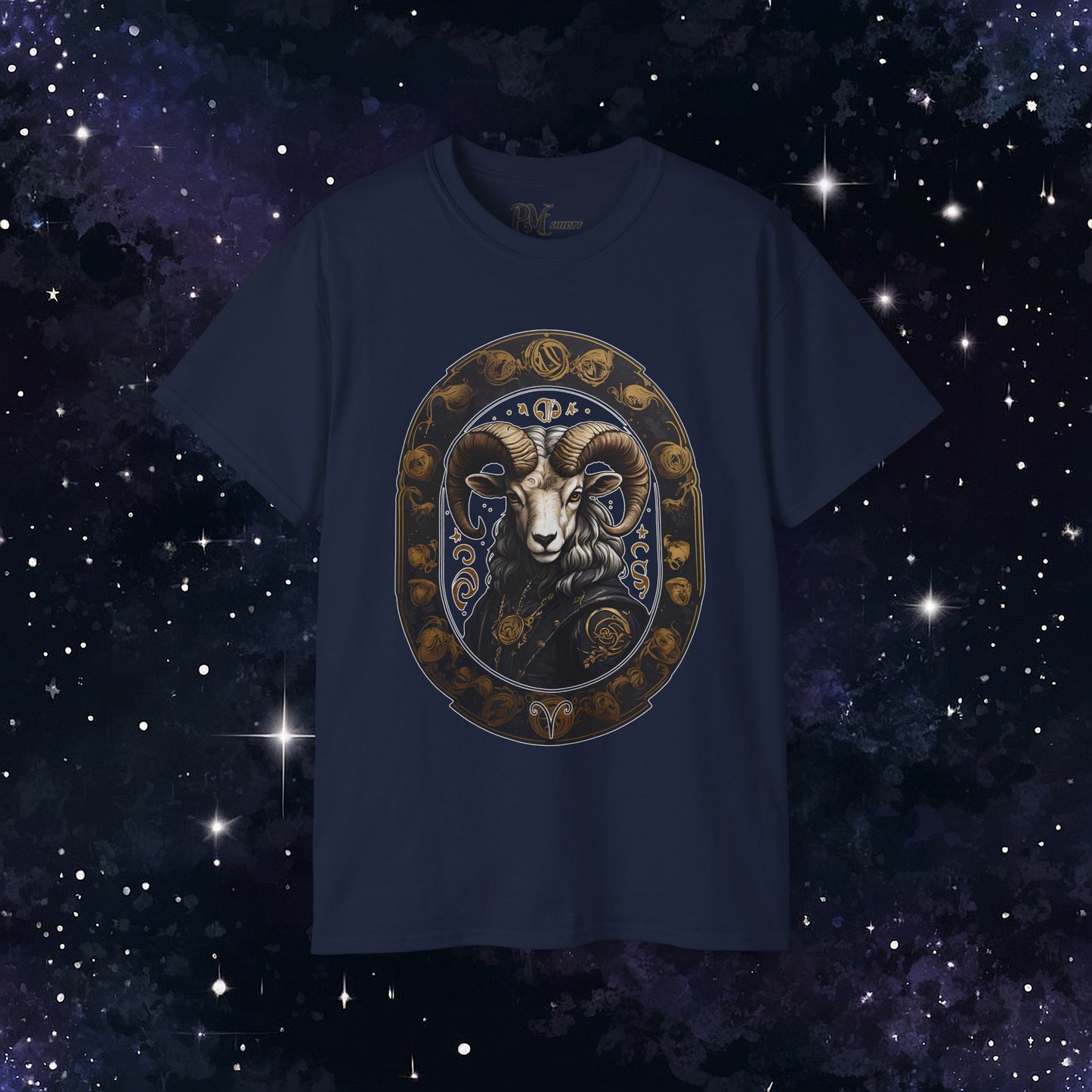 Gothic Aries Zodiac T-Shirt: Dark Style Graphic Tee (Gildan 2000)