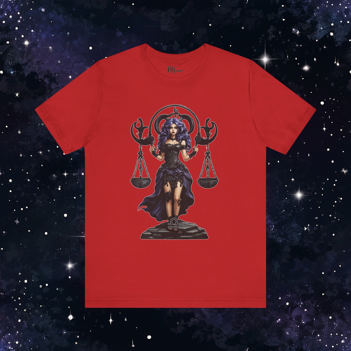 Gothic Libra Zodiac T-Shirt: Dark Style Graphic Tee (Bella Canvas 3001)