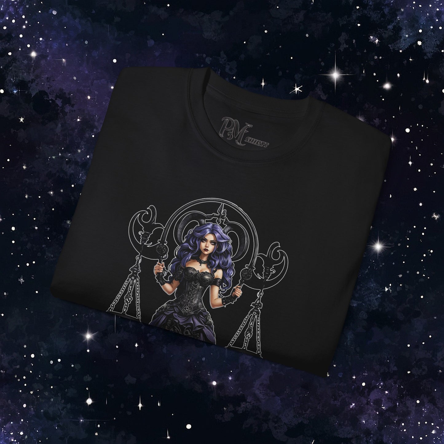 Gothic Libra Zodiac T-Shirt: Dark Style Graphic Tee (Gildan 2000)