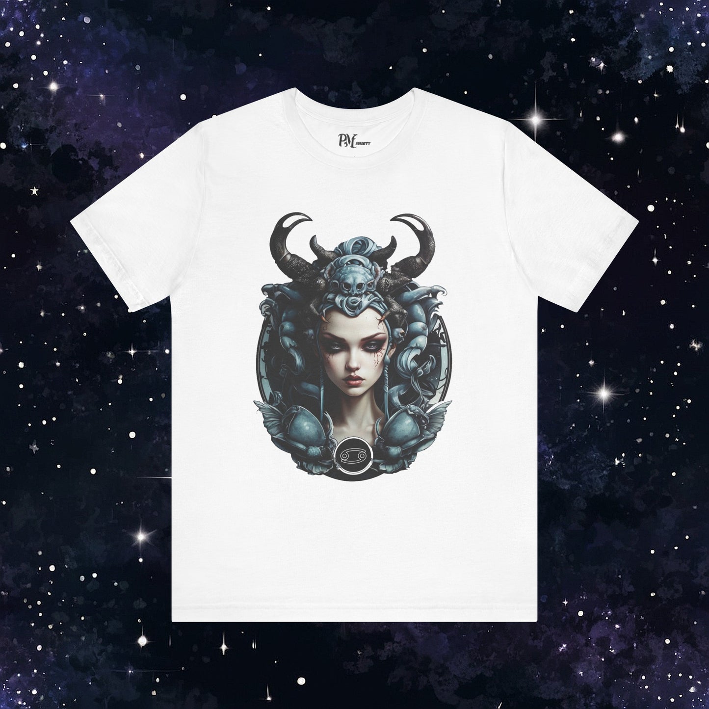 Gothic Cancer Zodiac T-Shirt - Dark Style with Symbol (Bella Canvas 3001)