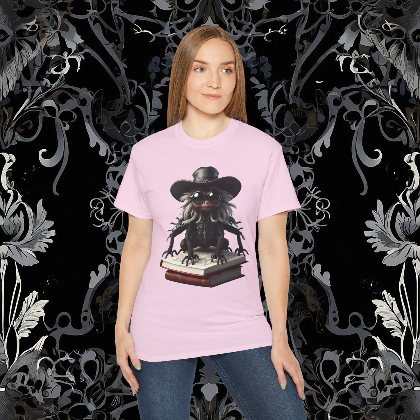Goth Reading Spider T-Shirt | Dark Fantasy Tee (Gildan 2000)