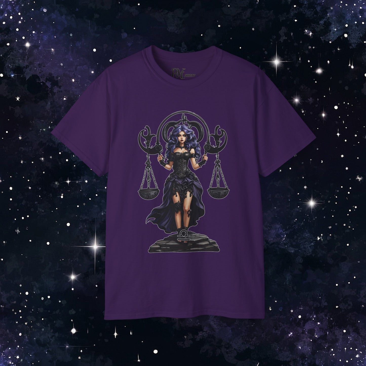 Gothic Libra Zodiac T-Shirt: Dark Style Graphic Tee (Gildan 2000)