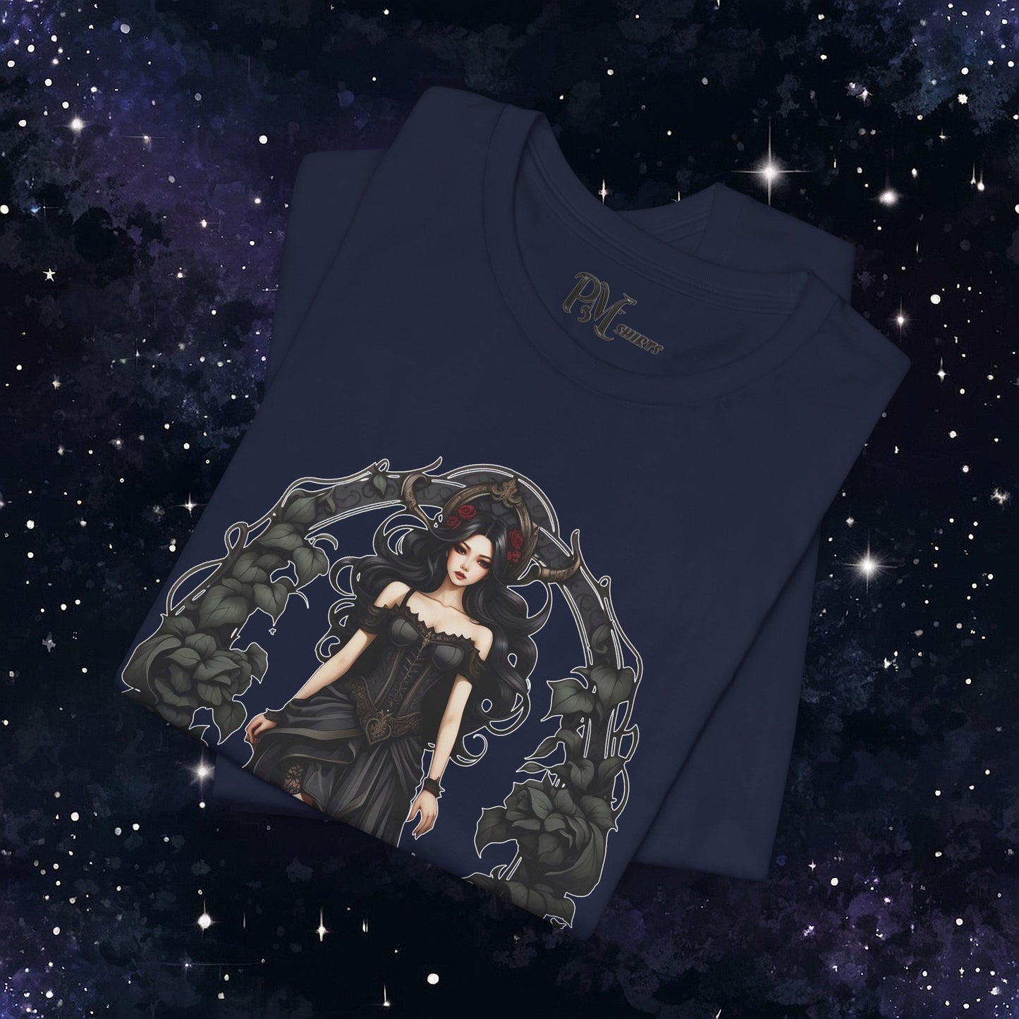 Gothic Virgo Zodiac T-Shirt: Dark Style Graphic Tee (Bella Canvas 3001)