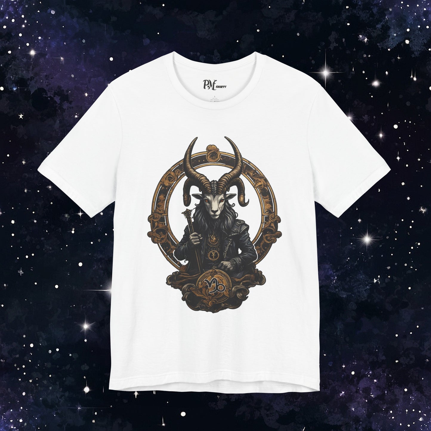 Gothic Capricorn Zodiac T-Shirt - Dark Style with Symbol (Bella Canvas 3001)