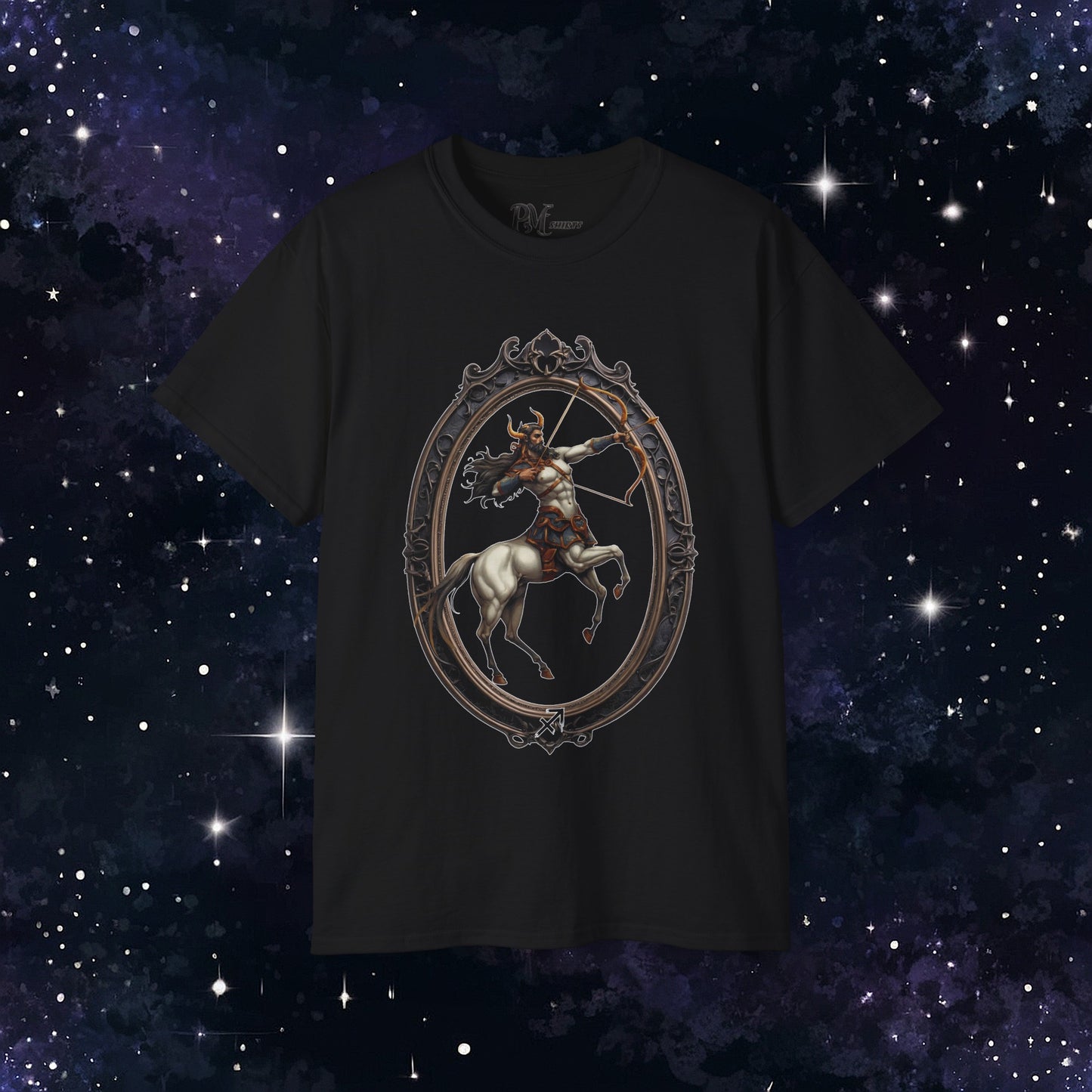 Gothic Sagittarius Zodiac T-Shirt: Dark Style Graphic Tee (Gildan 2000)