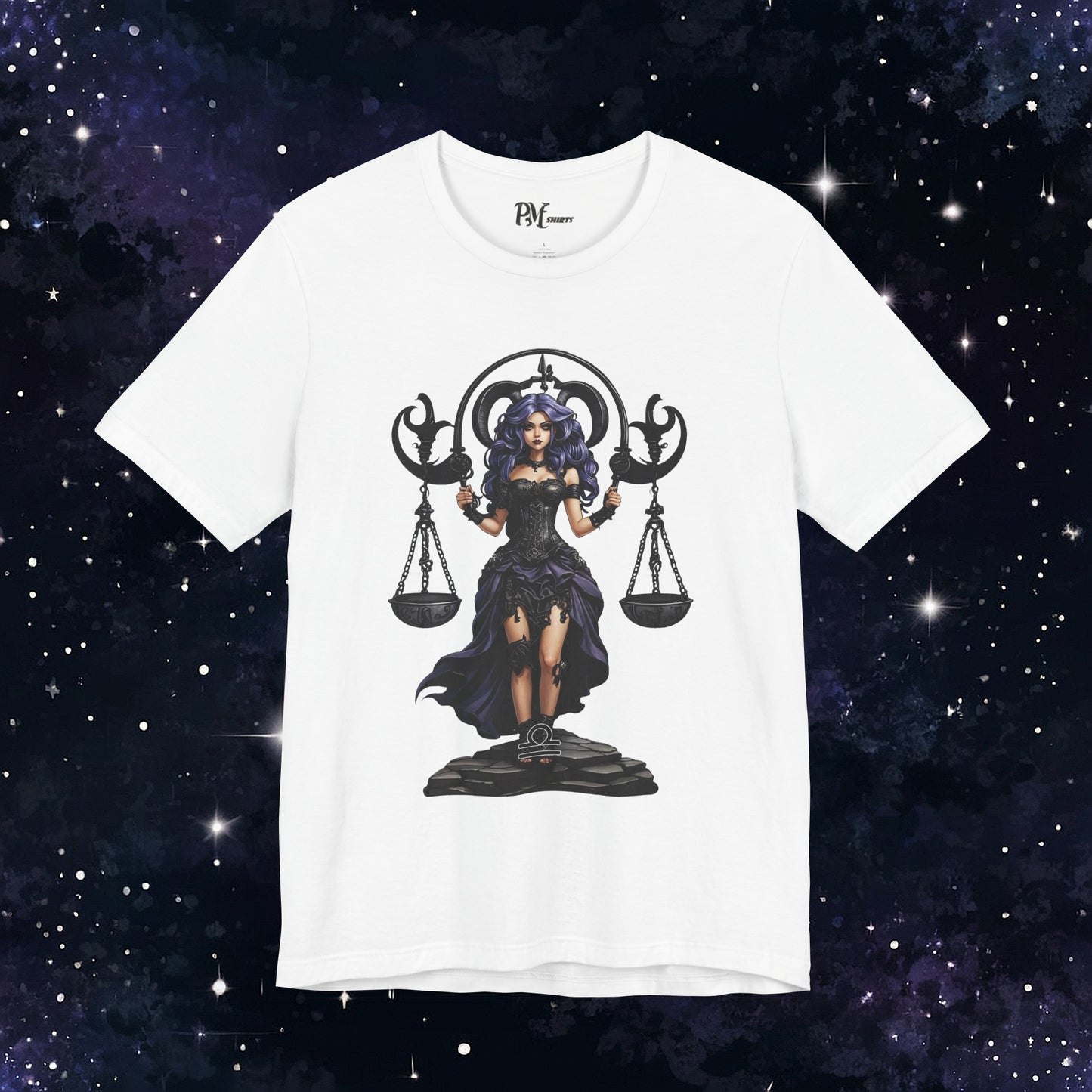 Gothic Libra Zodiac T-Shirt: Dark Style Graphic Tee (Bella Canvas 3001)