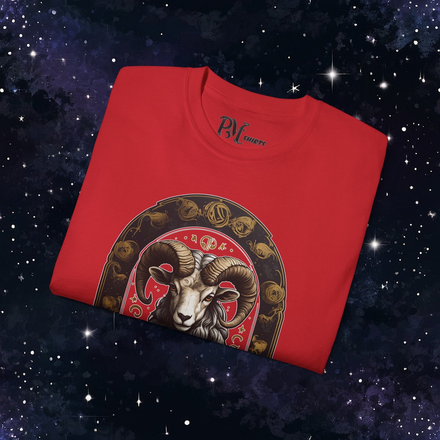 Gothic Aries Zodiac T-Shirt: Dark Style Graphic Tee (Gildan 2000)