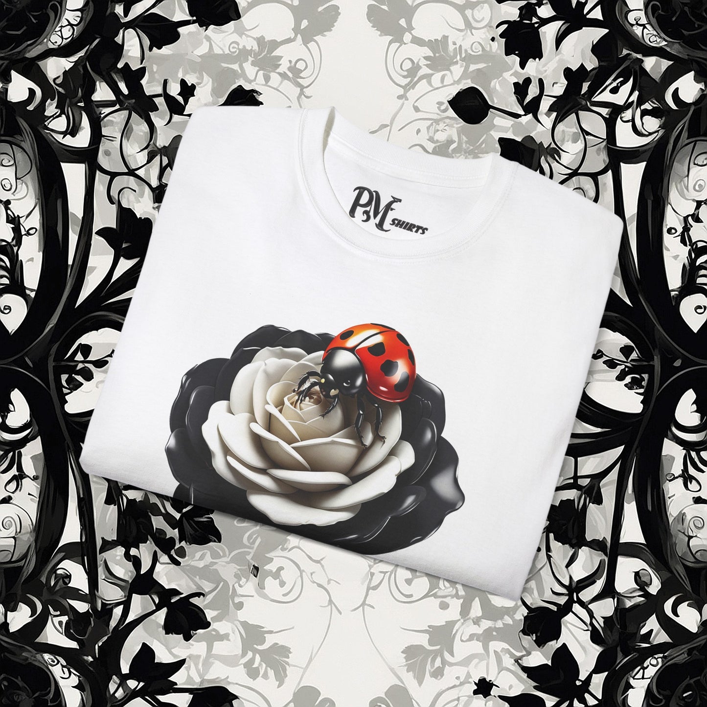 Ladybug on a Rose Tee (Gildan 2000)