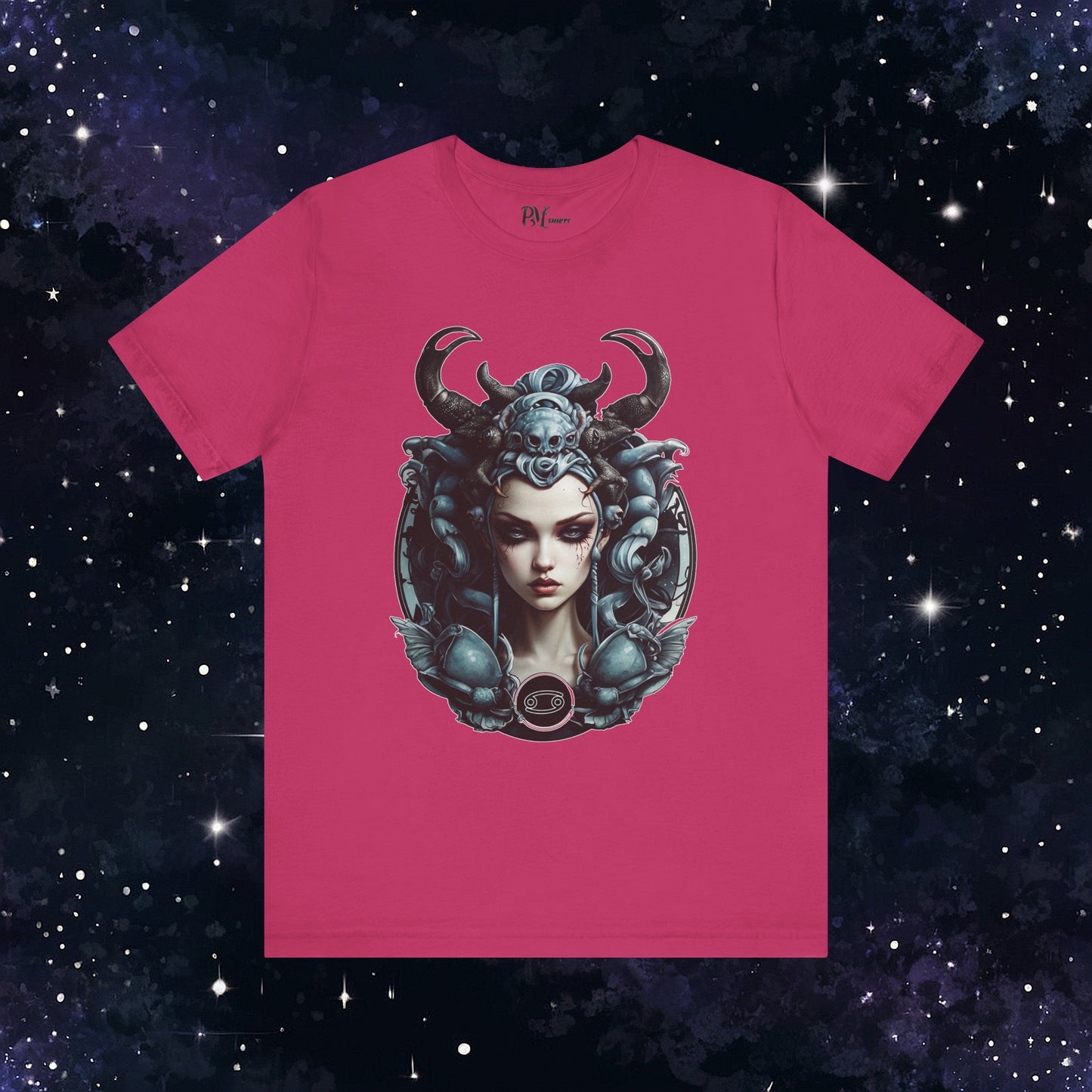 Gothic Cancer Zodiac T-Shirt - Dark Style with Symbol (Bella Canvas 3001)