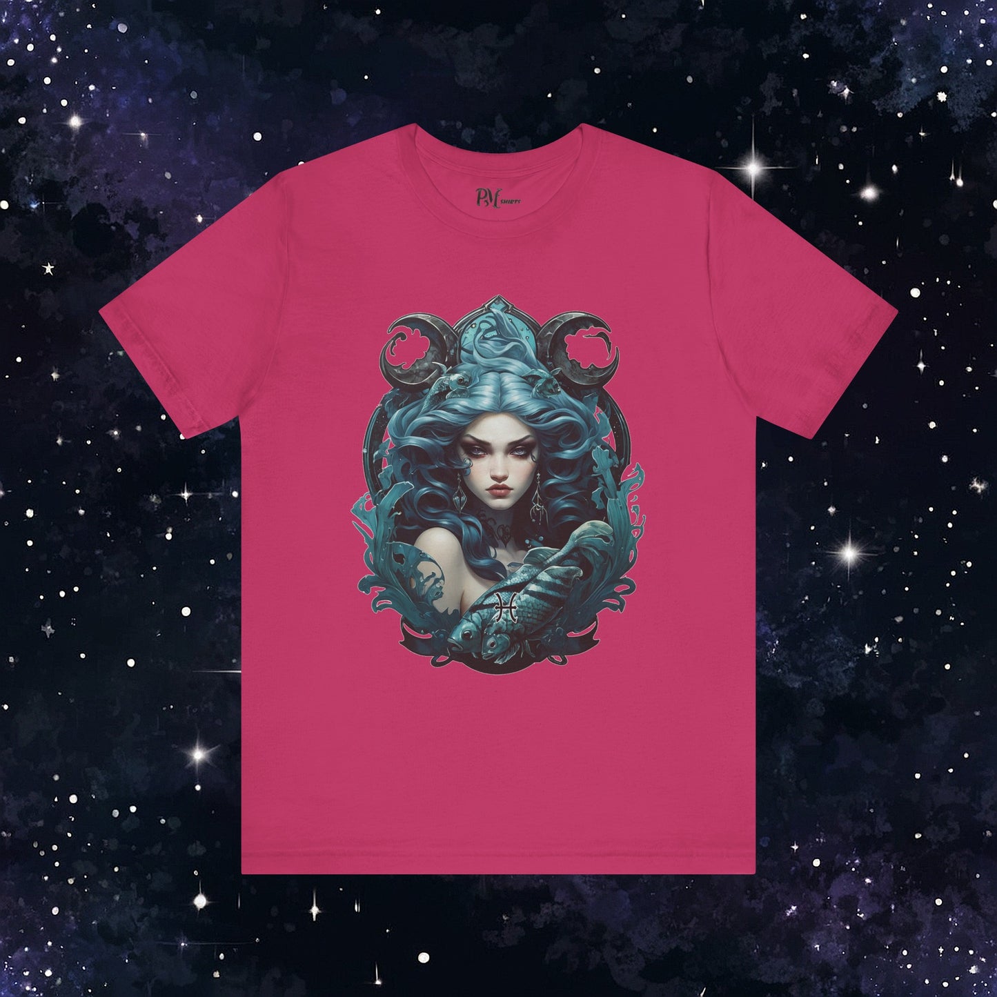 Gothic Pisces Zodiac T-Shirt: Dark Style Graphic Tee (Bella Canvas 3001)
