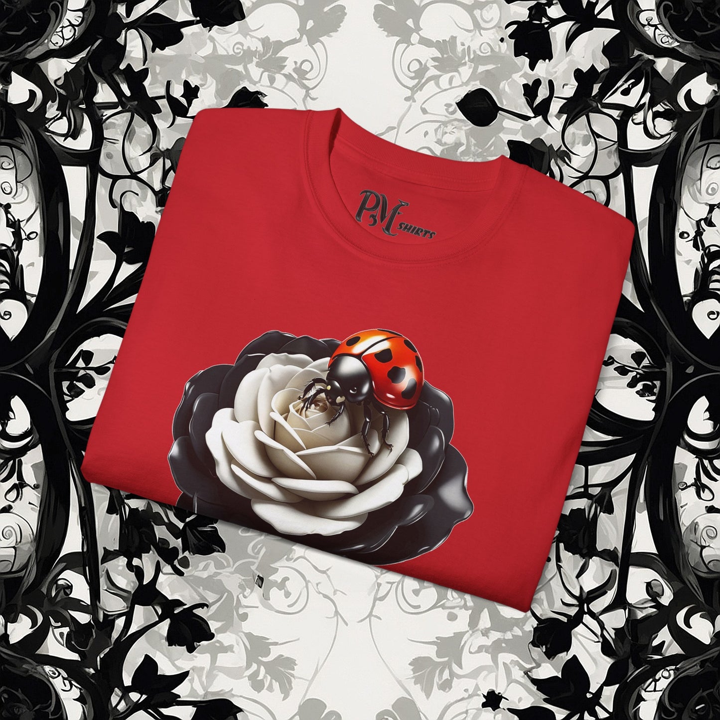 Ladybug on a Rose Tee (Gildan 2000)
