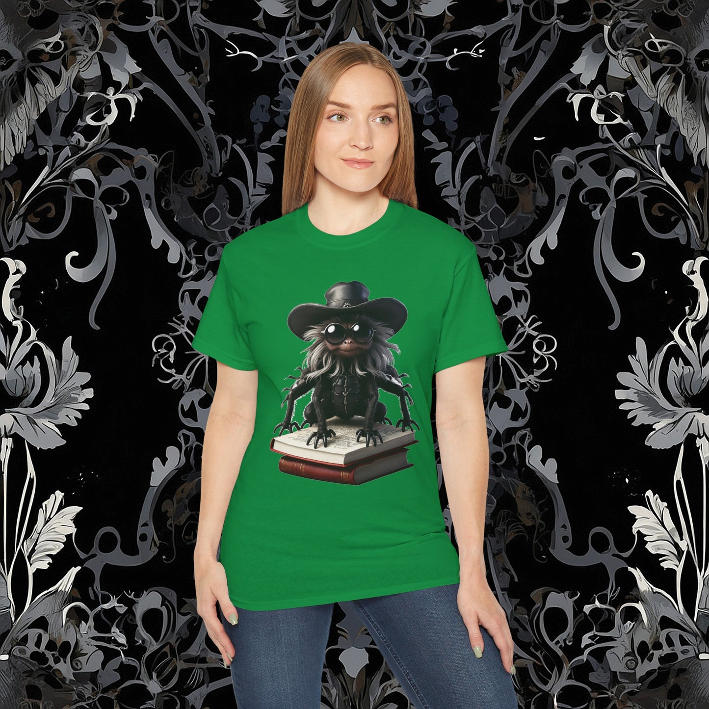 Goth Reading Spider T-Shirt | Dark Fantasy Tee (Gildan 2000)