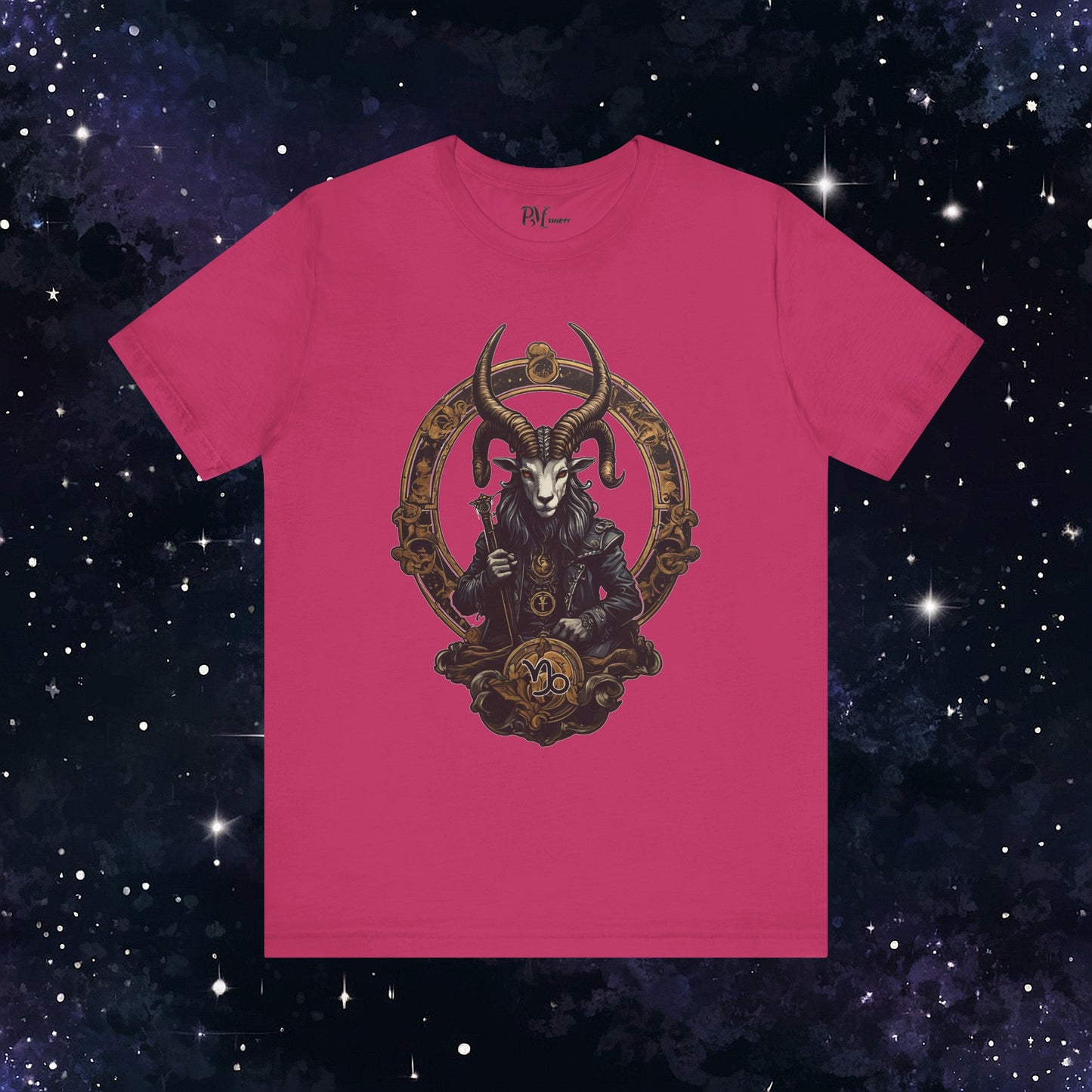 Gothic Capricorn Zodiac T-Shirt - Dark Style with Symbol (Bella Canvas 3001)